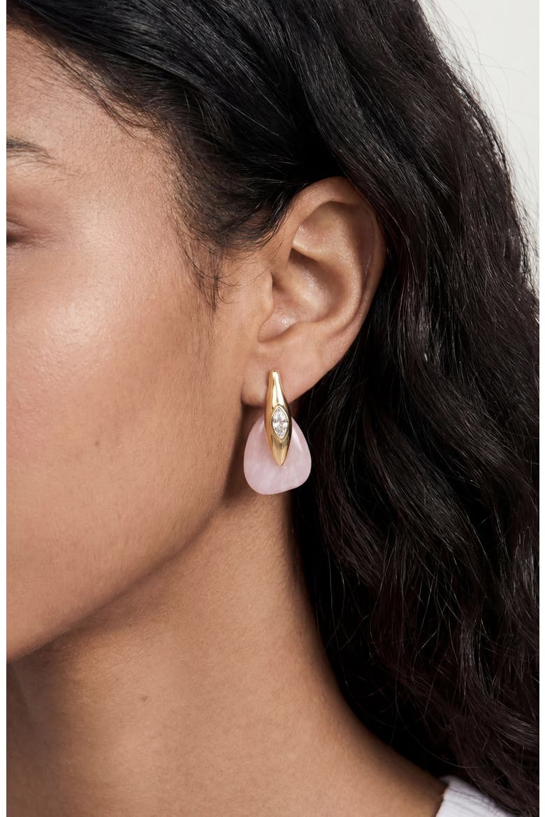 Solstice Earrings, Alternate, color, ROSE QUARTZ