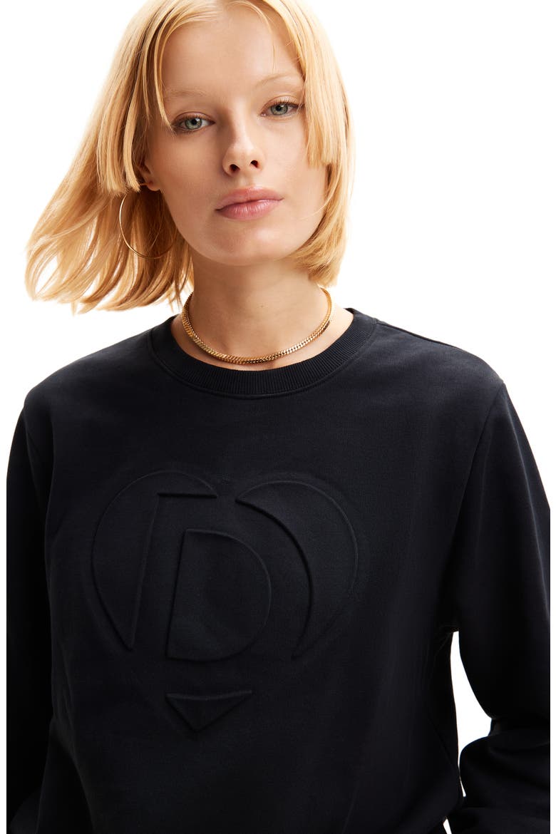 Imagotype Embossed Sweatshirt, Alternate, color, BLACK