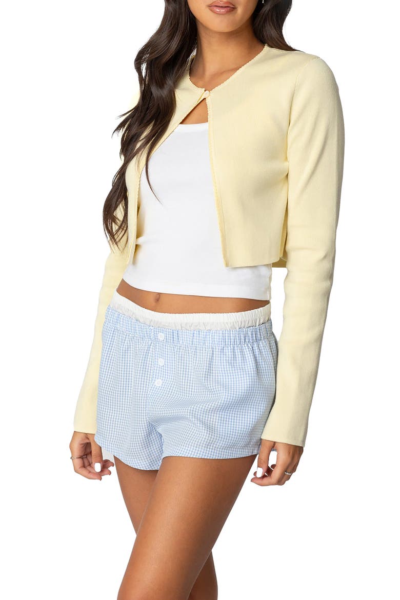Jayne Split Front Knit Crop Cardigan, Alternate, color, YELLOW