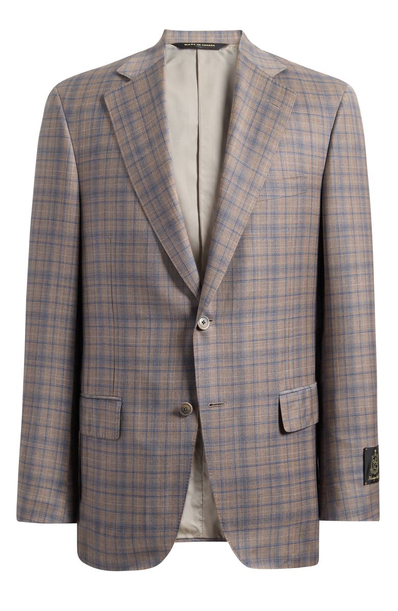Heritage Gold Tan & Blue Double Check Slub Wool Sport Coat, Main, color, Tan