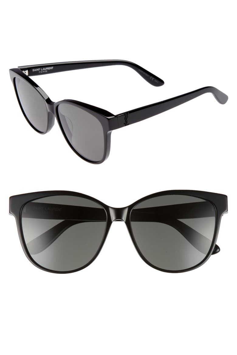 58mm Cat Eye Sunglasses, Main, color, BLACK