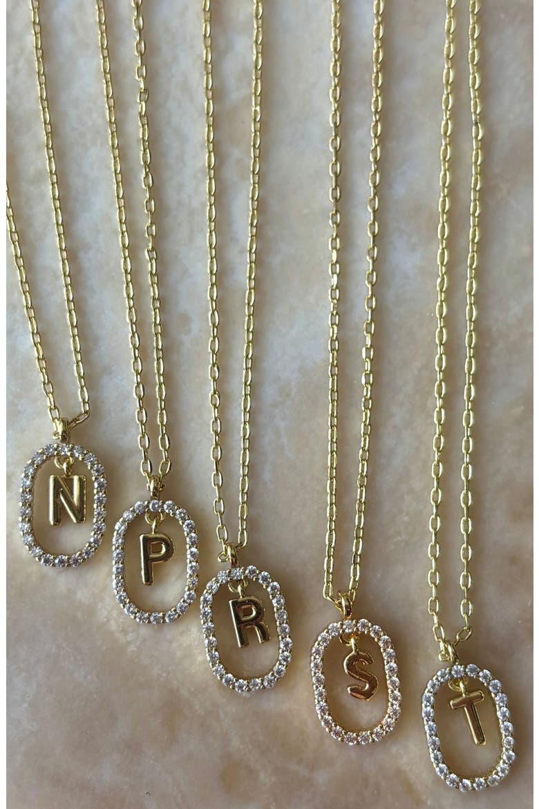 Floating Letter Initial Cubic Zirconia Pendant Necklace, Alternate, color, GOLD-T