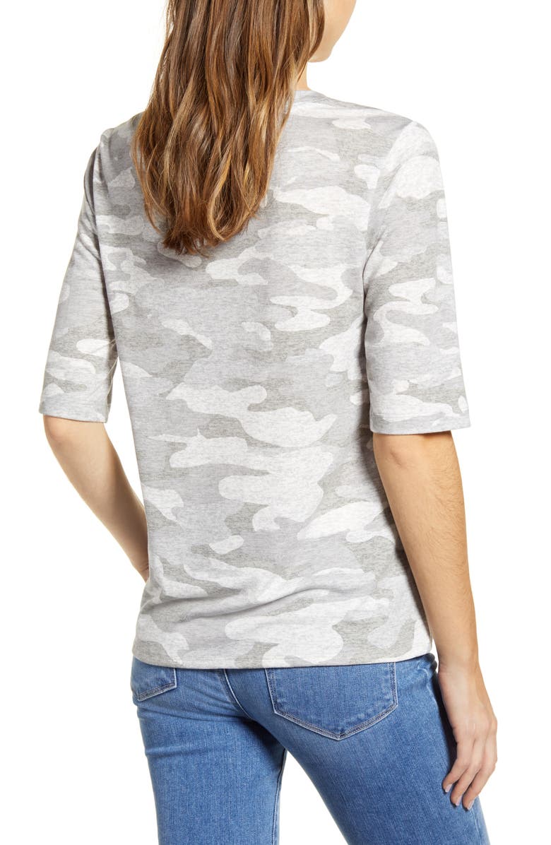 Wit & Wisdom Side Tie V-Neck Tee, Alternate, color, 