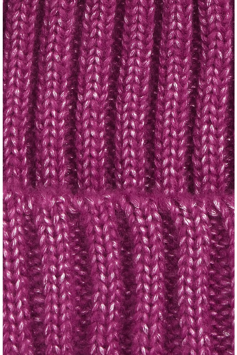 Faux Fur Pom Knit Beanie, Alternate, color, FUCHSIA COMBO