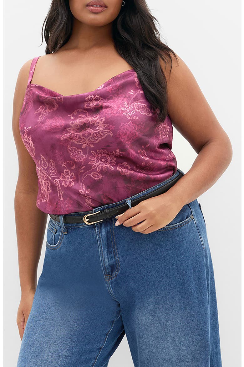 Cowl Neck Satin Cami, Main, color, LACE DUSK