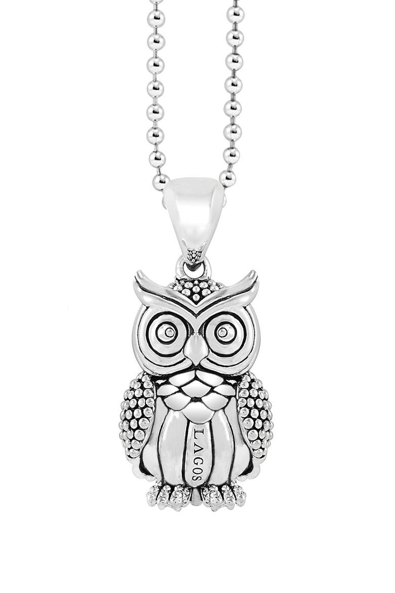 'Rare Wonders - Owl' Long Talisman Necklace, Main, color, SILVER/ OWL