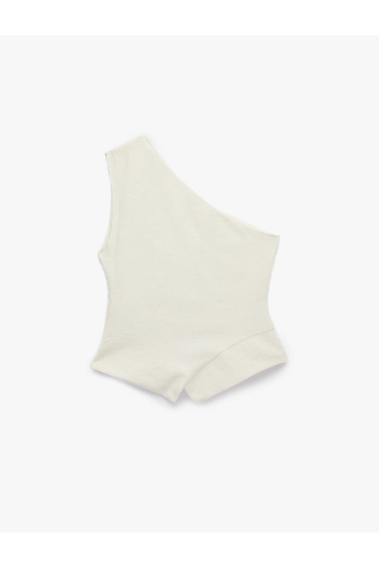 Linen Blend One-Shoulder Sleeveless Draped Top, Alternate, color, ECRU