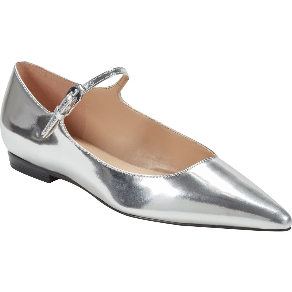 Marc Fisher Ltd Trella Mary Jane Pointed Toe Flat In Silver