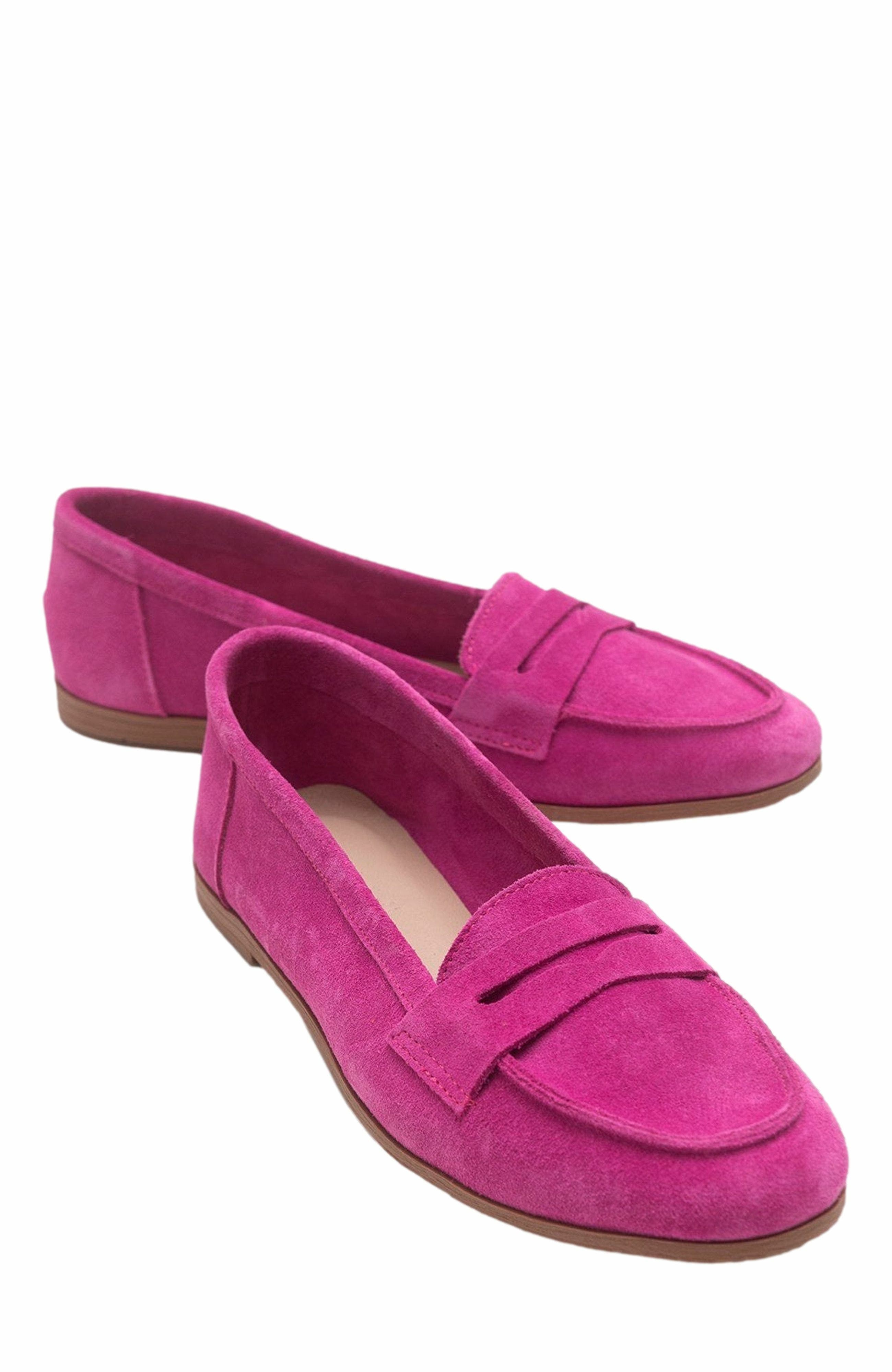 Dorothy Leather Loafer, Alternate, color, Fuchsia Suede Leather