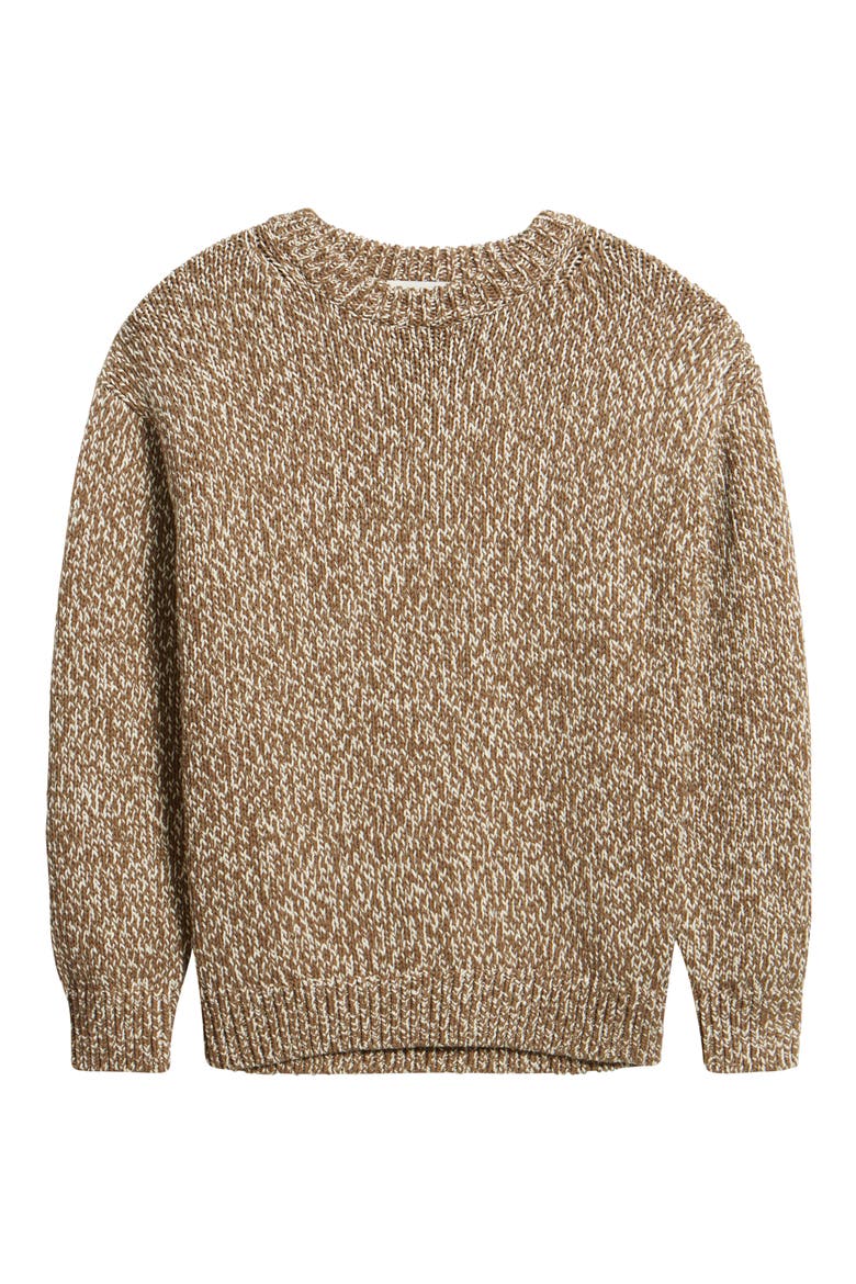 Finley Organic Cotton Crewneck Sweater, Alternate, color, SHITAKE FIOR DI LATTE MARL
