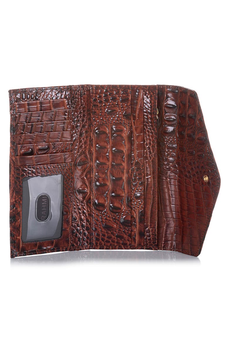 Veronica Melbourne Croc Embossed Leather Envelope Wallet, Alternate, color, PECAN
