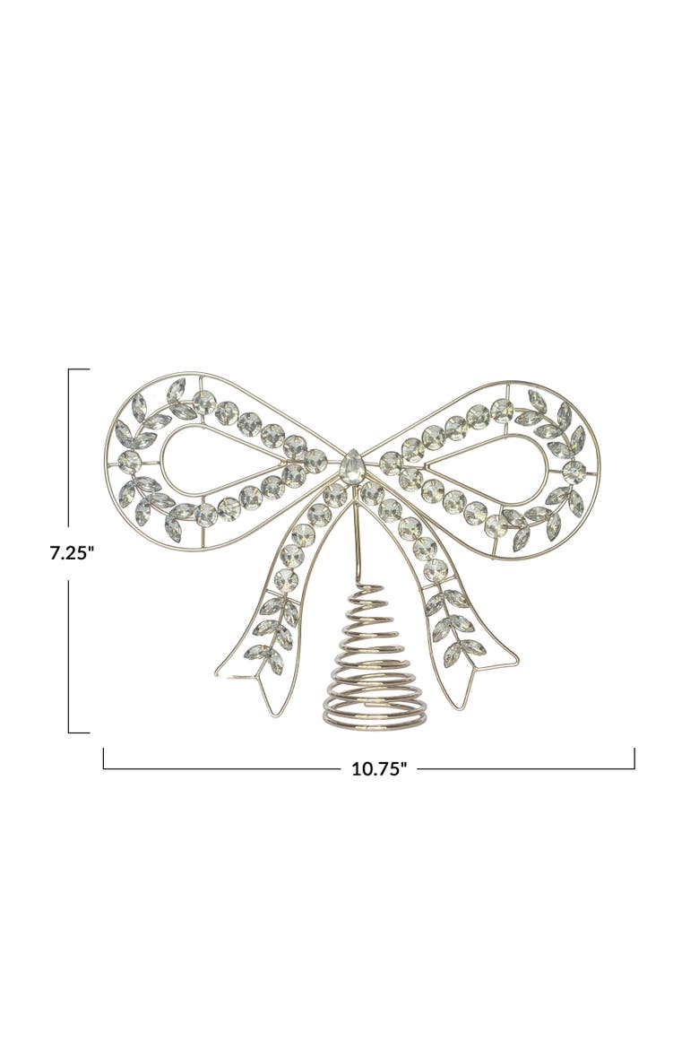 Iron & Acrylic Jewel Bow Tree Topper, Alternate, color, Silver