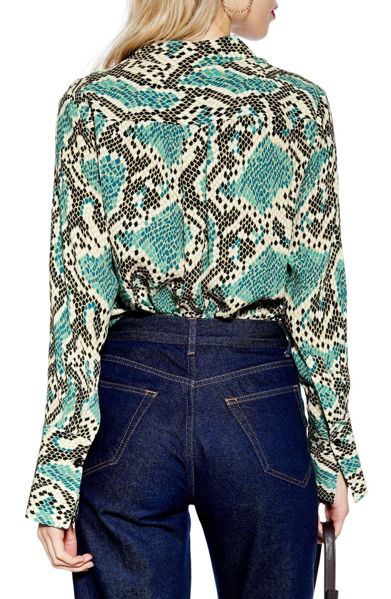 Topshop Mensy Snake Print Shirt, Alternate, color, 
