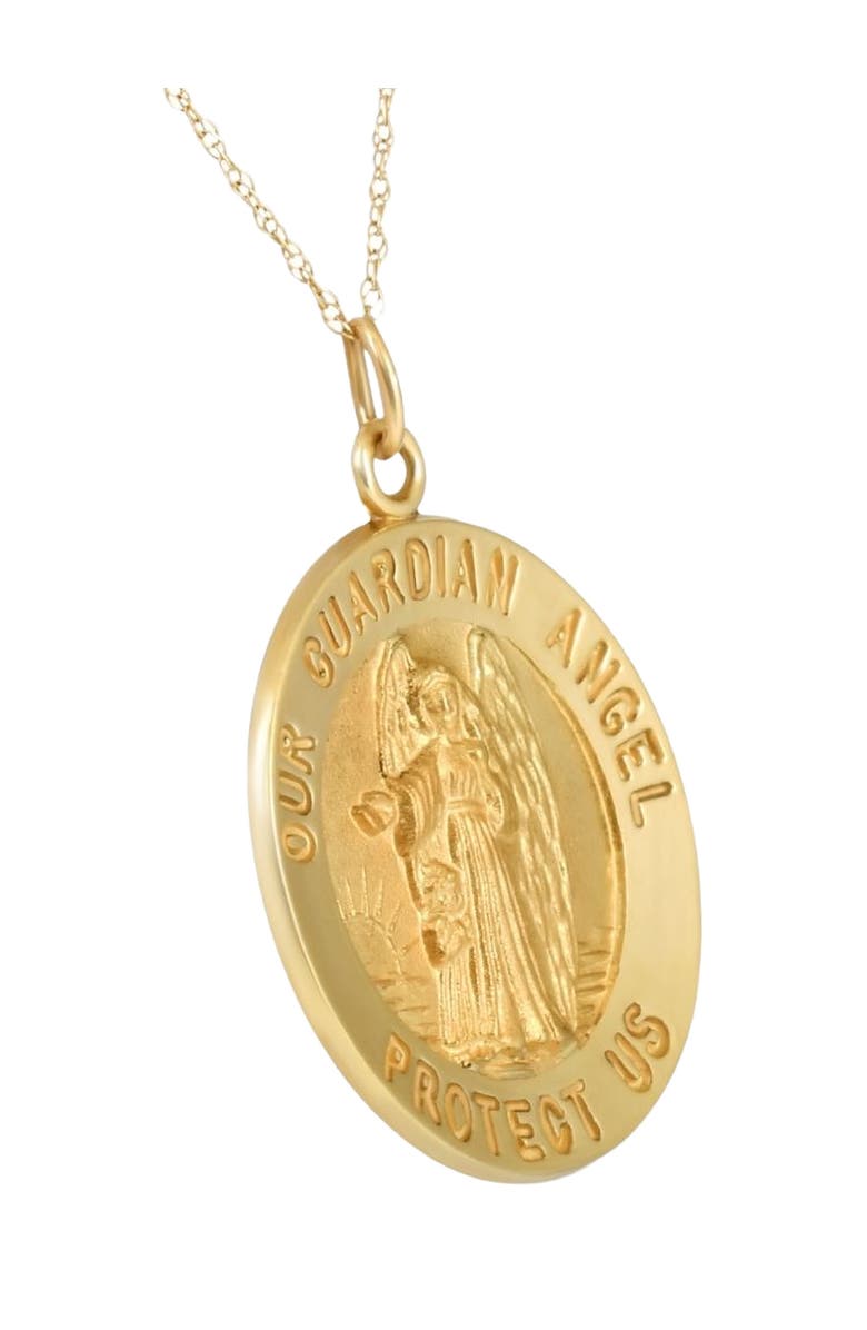 Bliss Diamond 14k Gold Guardian Angel Medal Pendant 1" Tall 5.5 Grams, Alternate, color, 