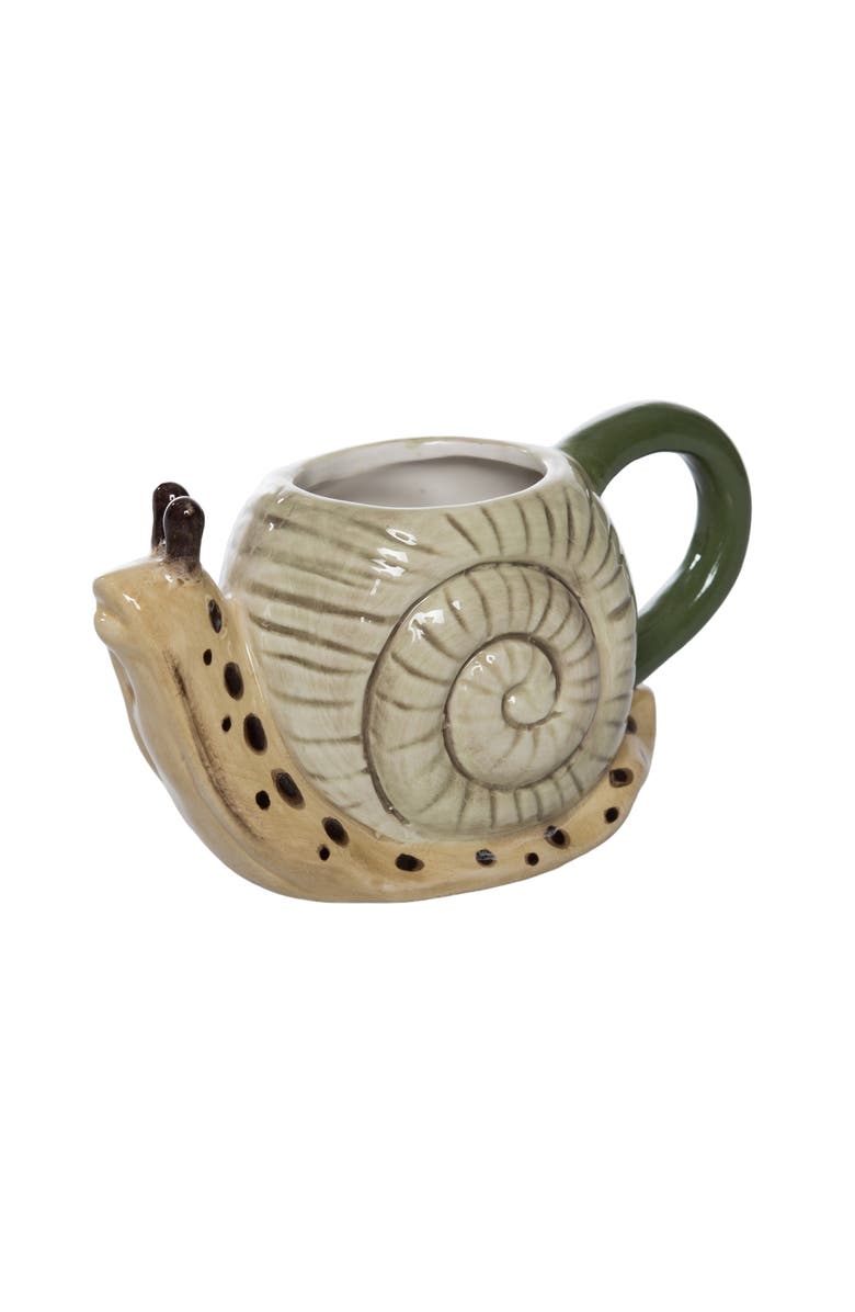 Transpac Ceramic Snail Shape Mug Neutral for Spring Serving and Entertaining, Main, color, Multicolored