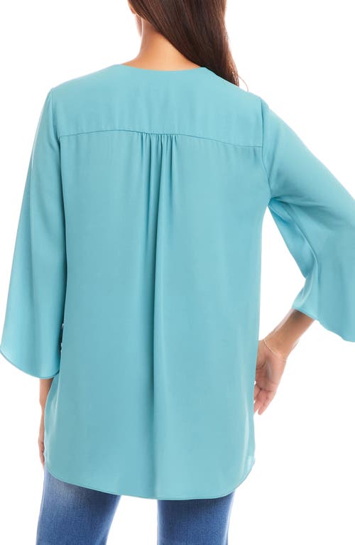 Karen Kane Crossover Hem Asymmetric Top In Aqua