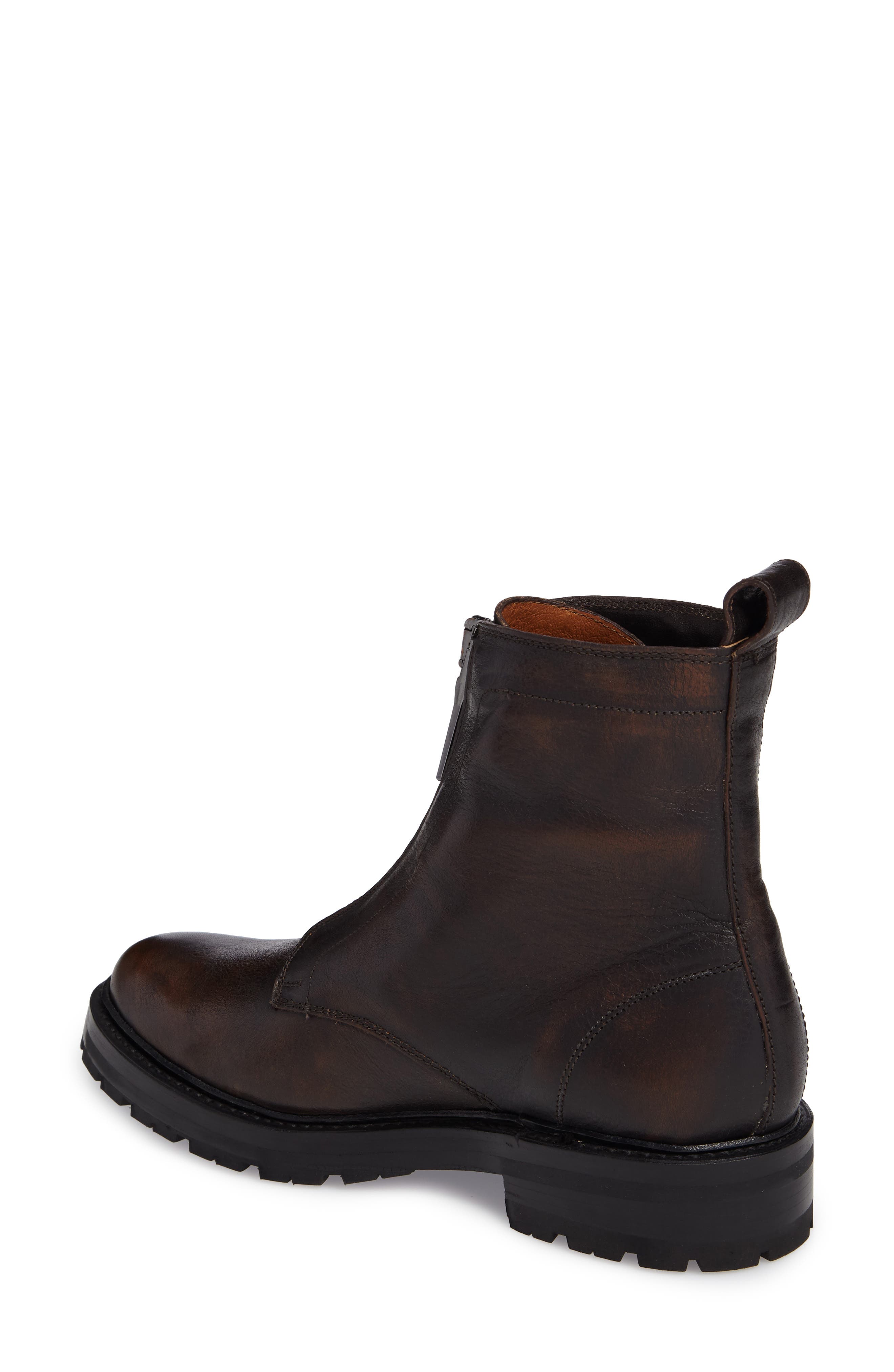 Julie Front Zip Combat Boot, Alternate, color, COGNAC