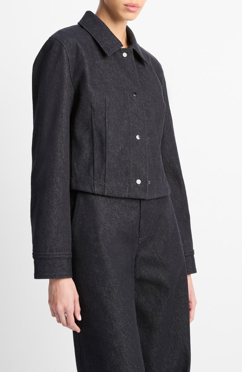 Vince Crop Slim Fit Denim Shirt Jacket, Alternate, color, Deep Indigo