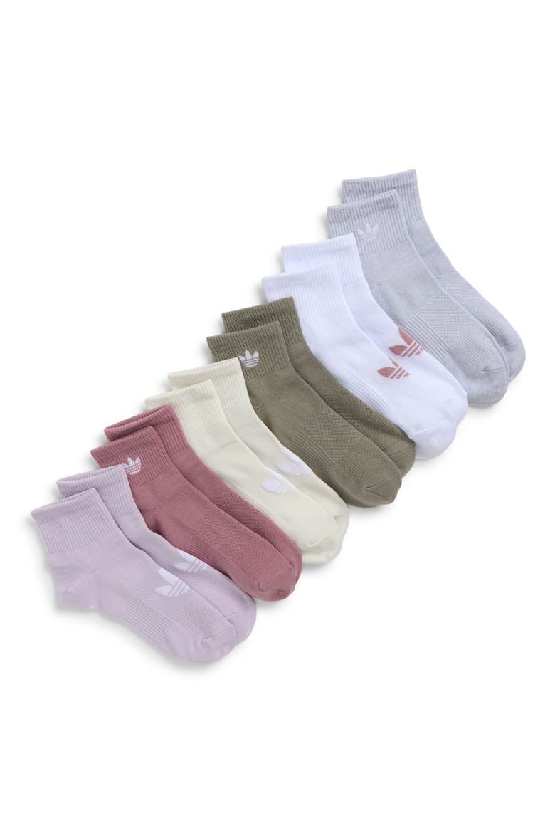 Gender Inclusive Originals Assorted 3-Pack Lettuce Edge Ruffle Quarter Socks, Main, color, GREY/ WHITE/ MAUVE