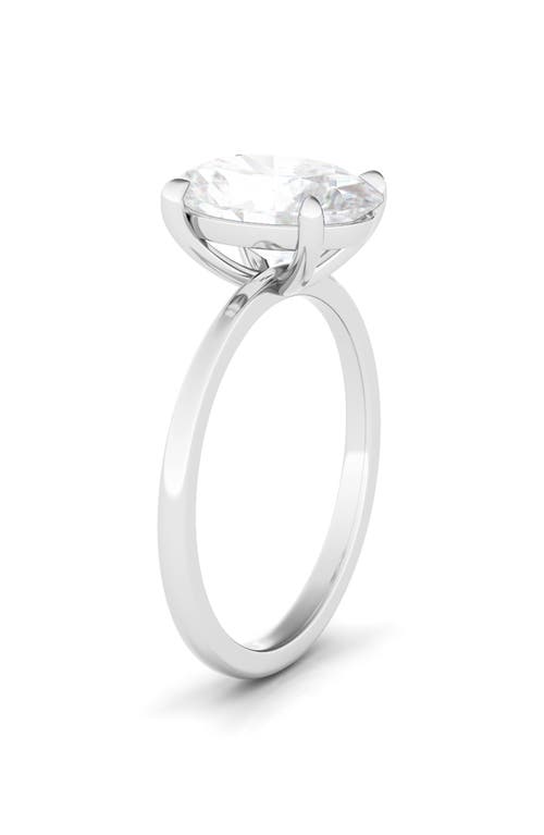 Hautecarat 18k White Gold Oval Cut Lab Created Diamond Ring In 18k White Gold