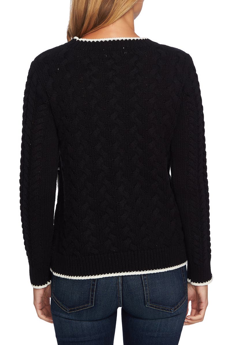 CeCe Cable Knit Overlay Cotton Sweater, Alternate, color,