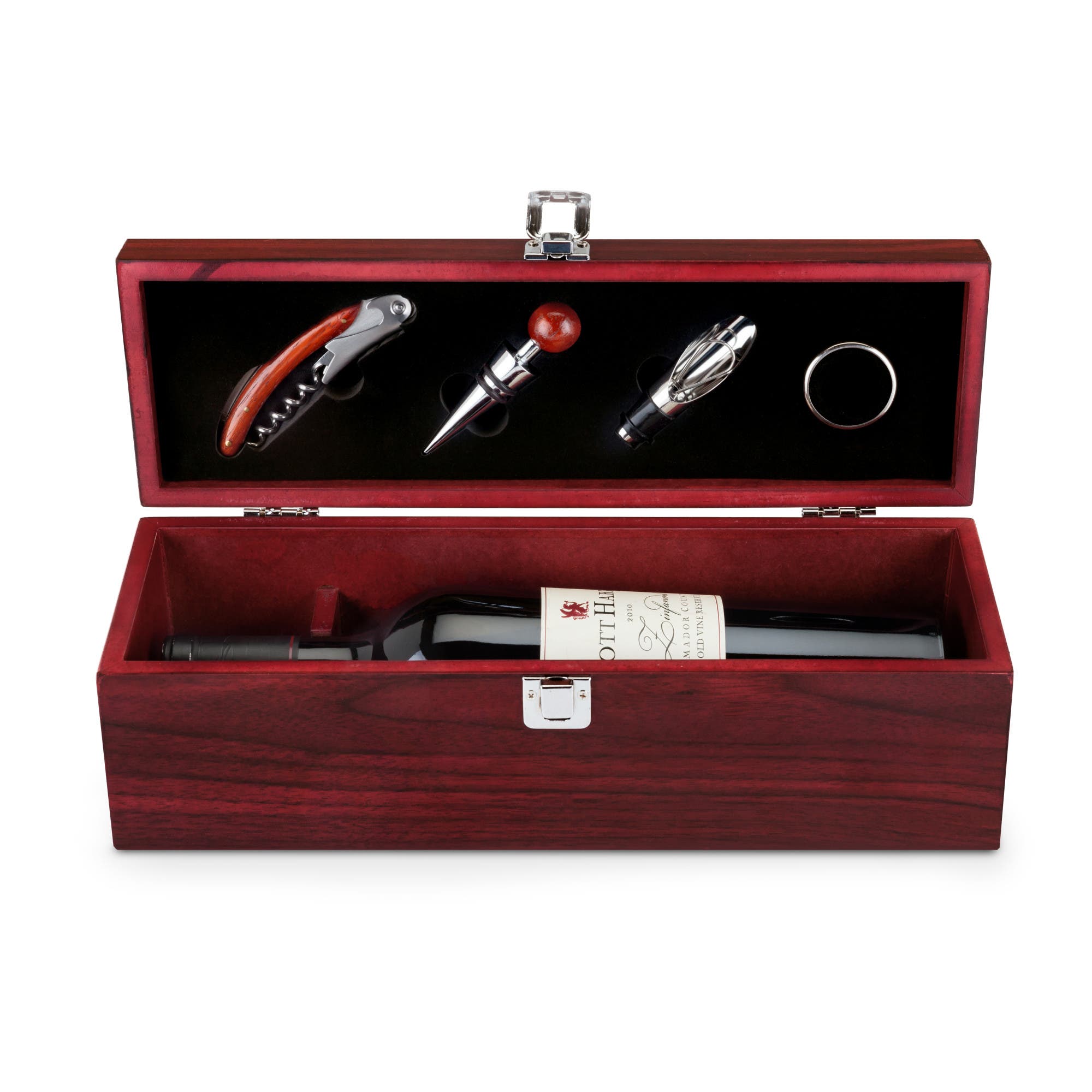 true Cherry 1-Bottle Accessory Gift Set in Wood 