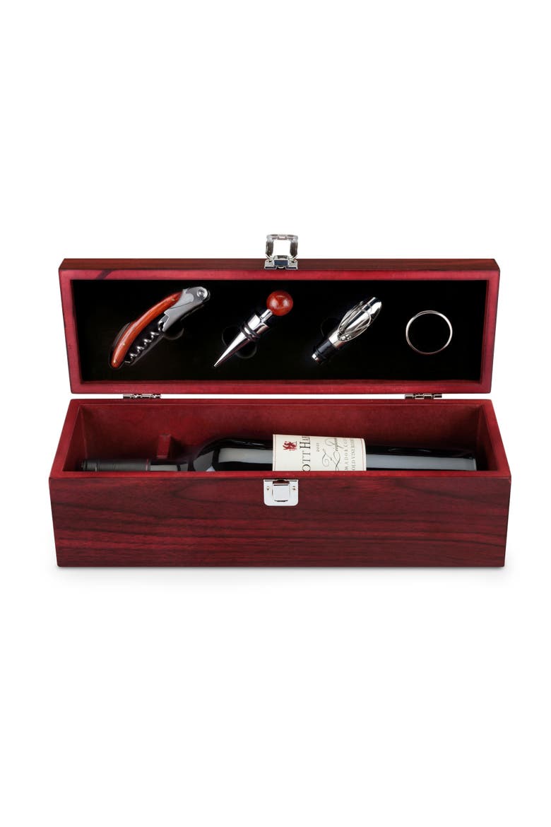 Cherry 1-Bottle Accessory Gift Set, Main, color, Wood
