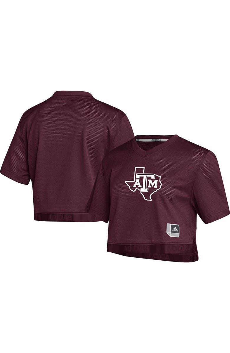 adidas Women's adidas Maroon Texas A&M Aggies Primegreen V-Neck Cropped Jersey, Main, color, 
