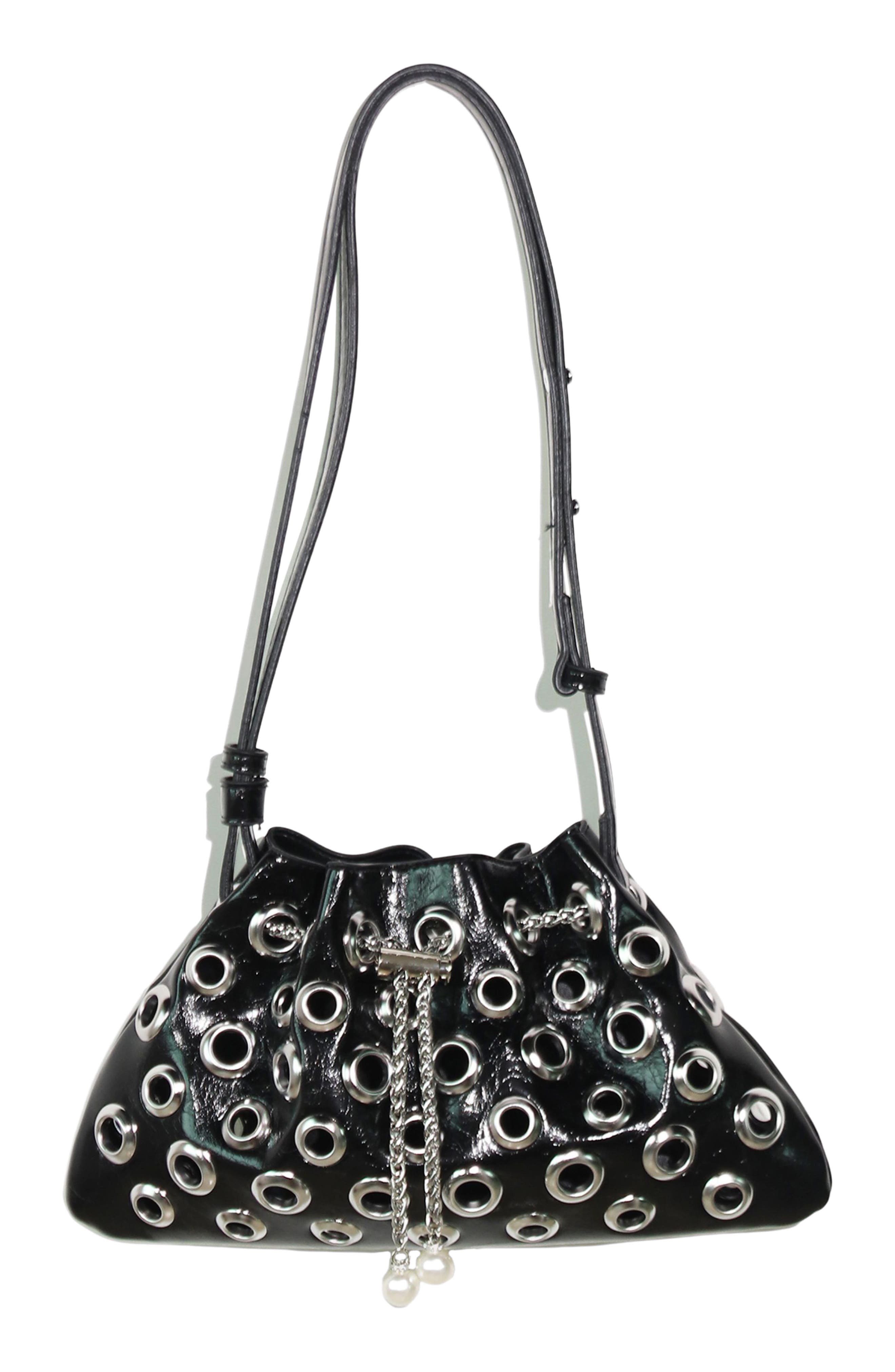 Petit Moments Rivit Faux Leather Shoulder Bag, Main, color, Black