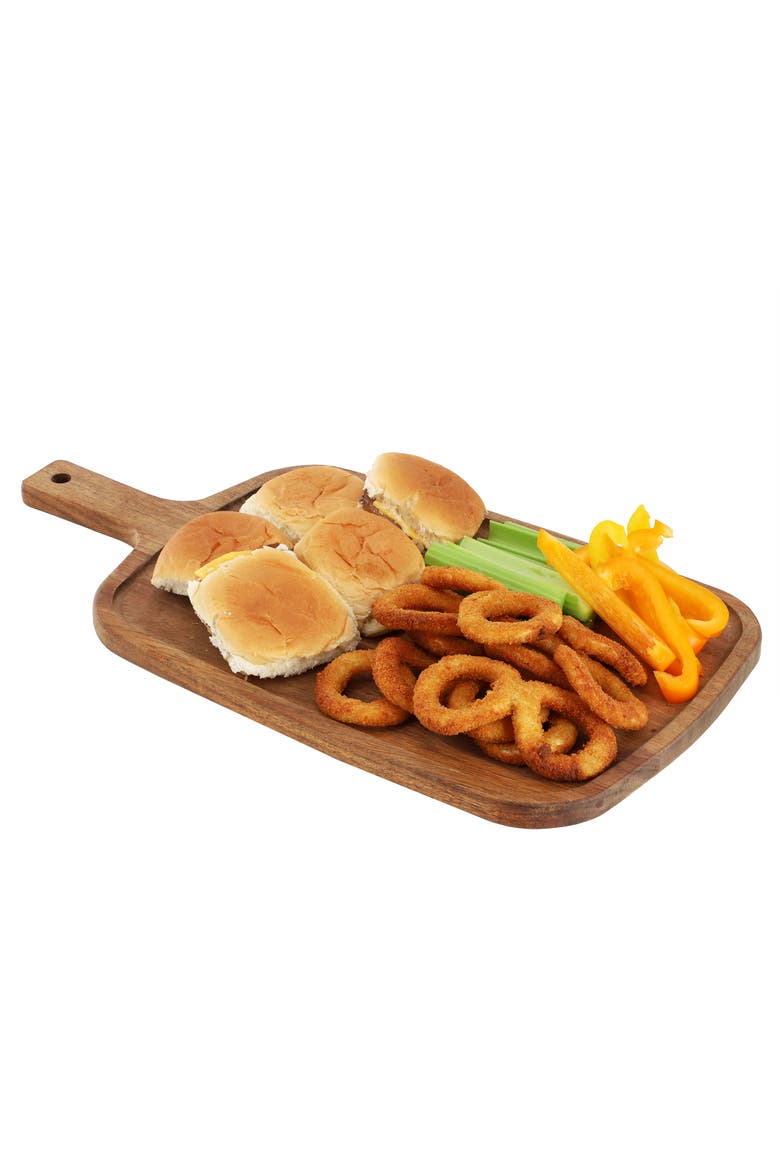 14 Inch Acacia Wood Rectangle Serving Board with Handle, Main, color, Acacia