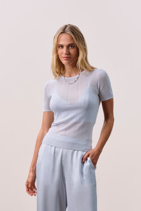 ETTA TRELLIS CASHMERE TEE