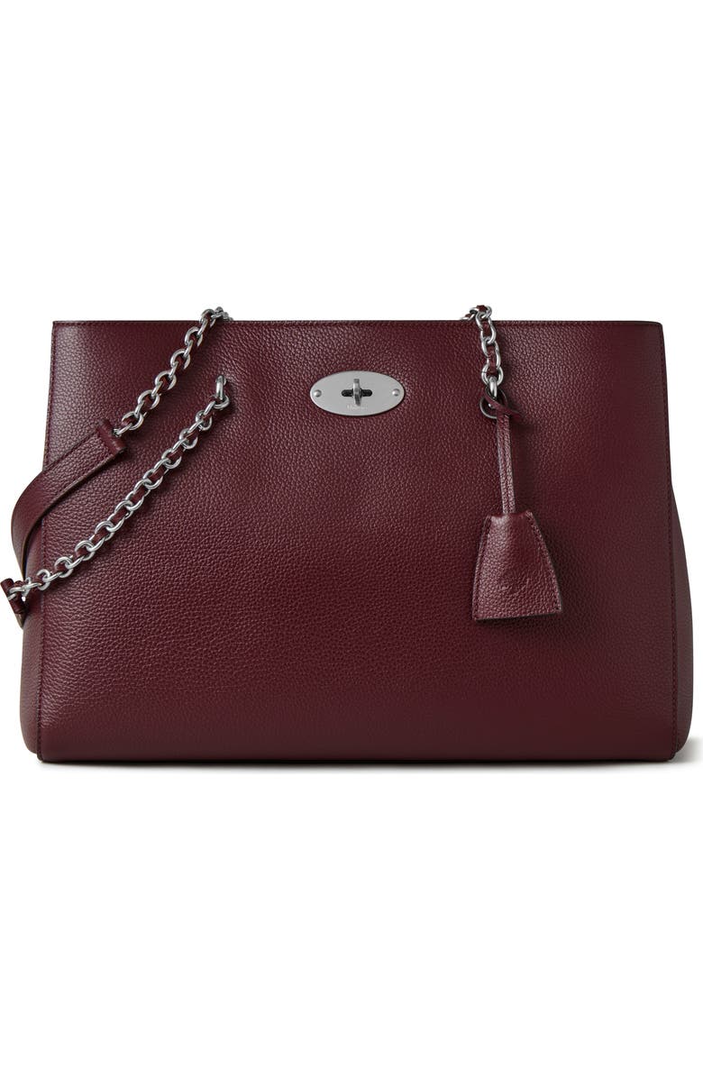 Mulberry Lily Chain Leather Tote, Main, color, Black Cherry