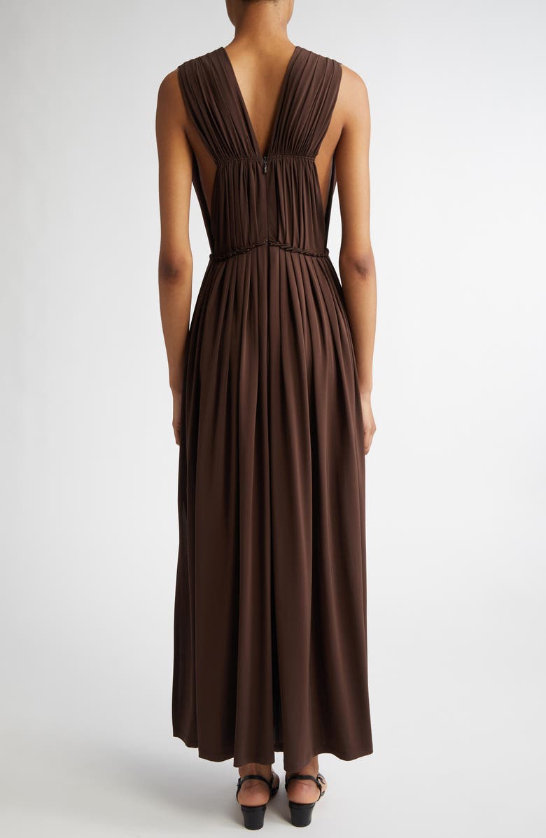Max Mara Walter Pleated Jersey Dress, Alternate, color, Coffee