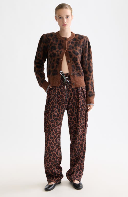 Scotch & Soda Faye Leopard Print Tapered Leg Pants In Brown