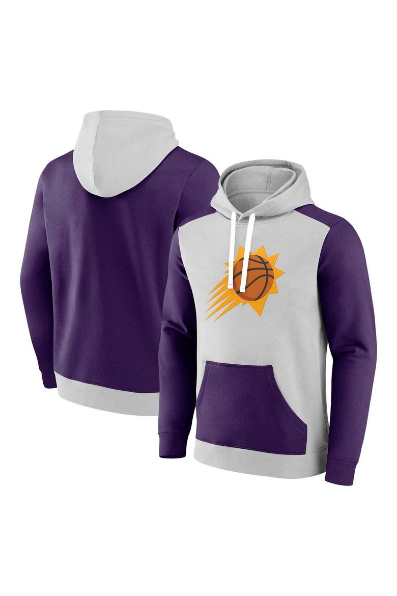 Men's Fanatics Branded Gray/Purple Phoenix Suns Arctic Colorblock Pullover Hoodie, Main, color, Gray