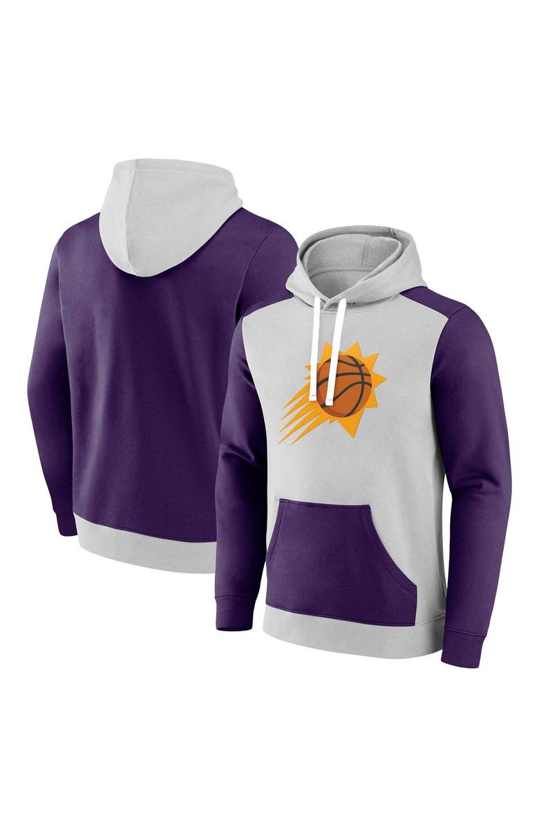 FANATICS Men's Fanatics Branded Gray/Purple Phoenix Suns Arctic Colorblock Pullover Hoodie, Main, color, Gray