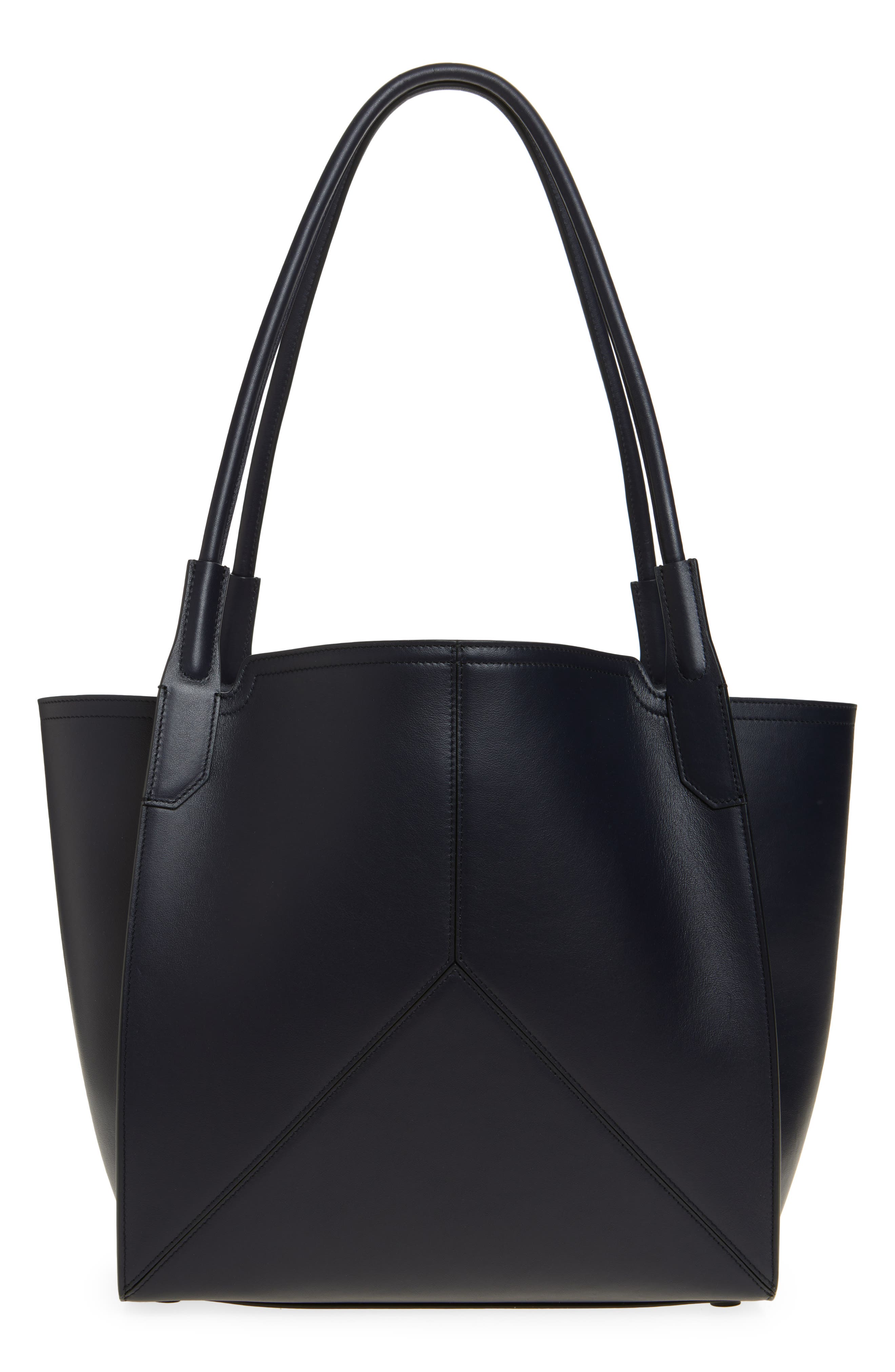 Victoria Beckham Small Victoria Leather Tote, Alternate, color, Navy