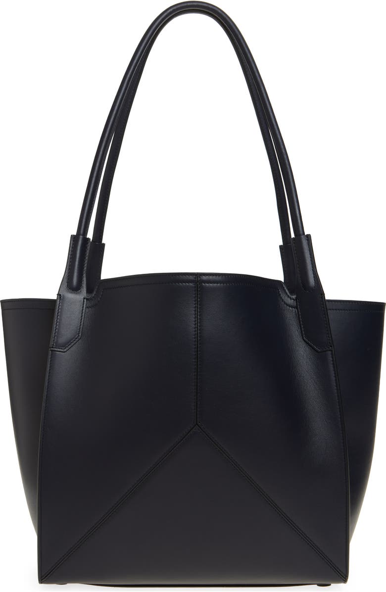 Victoria Beckham Small Victoria Leather Tote, Alternate, color, Navy