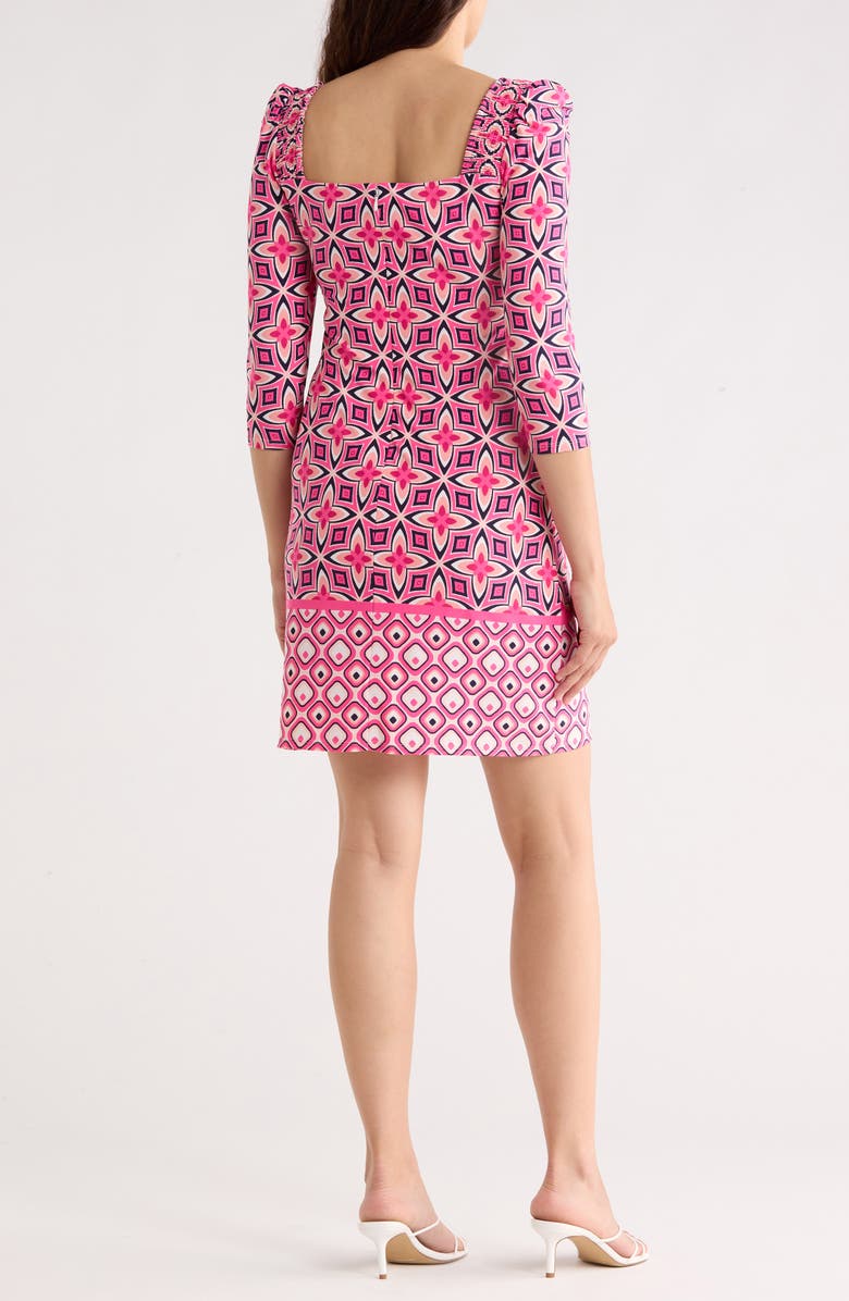Eliza J Geo Print Long Sleeve Shift Dress, Alternate, color,