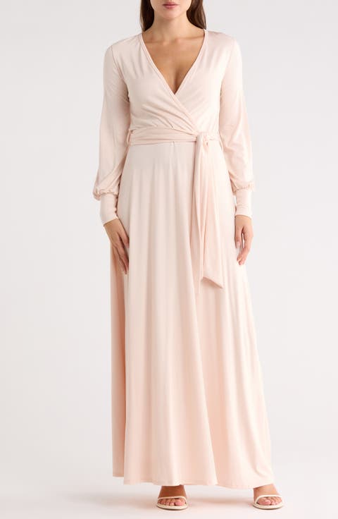 Long Sleeve Tie Waist Maxi Dress