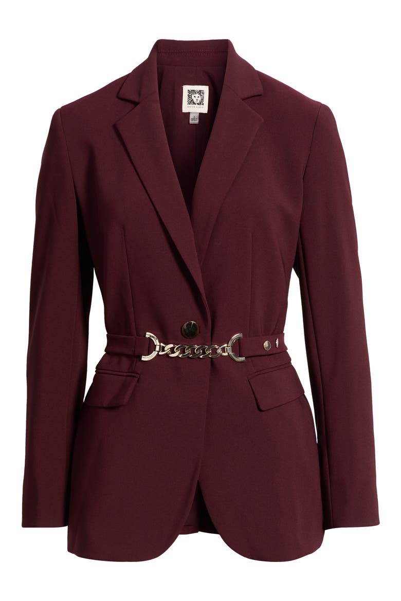 One-Button Notch Collar Blazer, Alternate, color, BAROLO