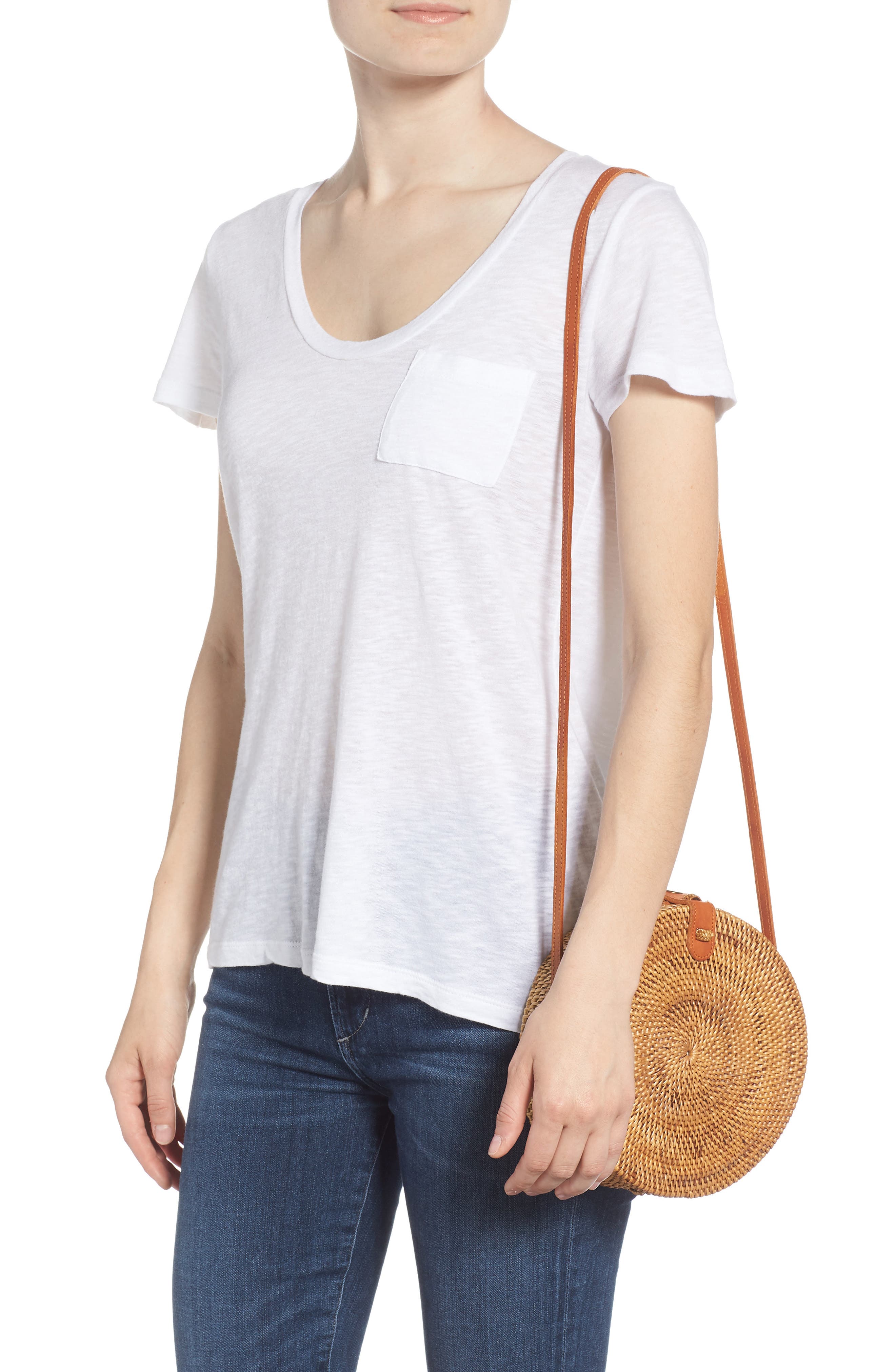 Woven Rattan Circle Basket Crossbody, Alternate, color, TAN