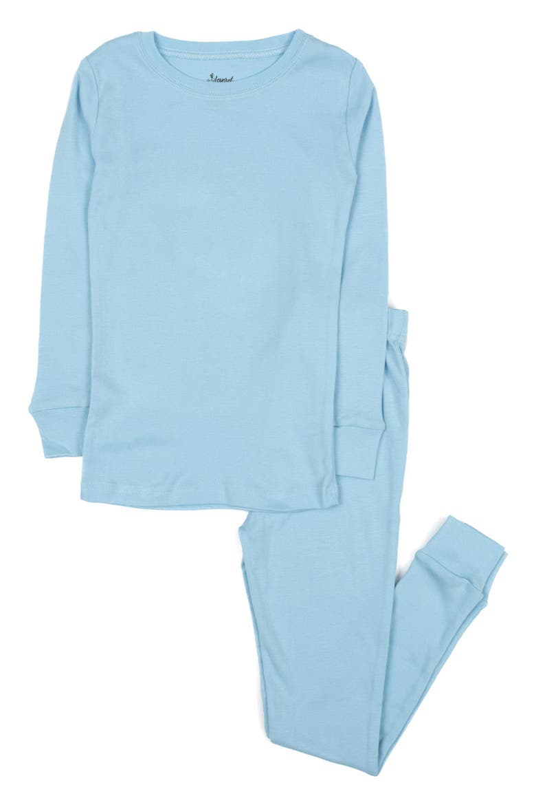 Cotton Two-Piece Pajamas, Stripes, Solids & Tie Dye, Main, color, LIGHT BLUE