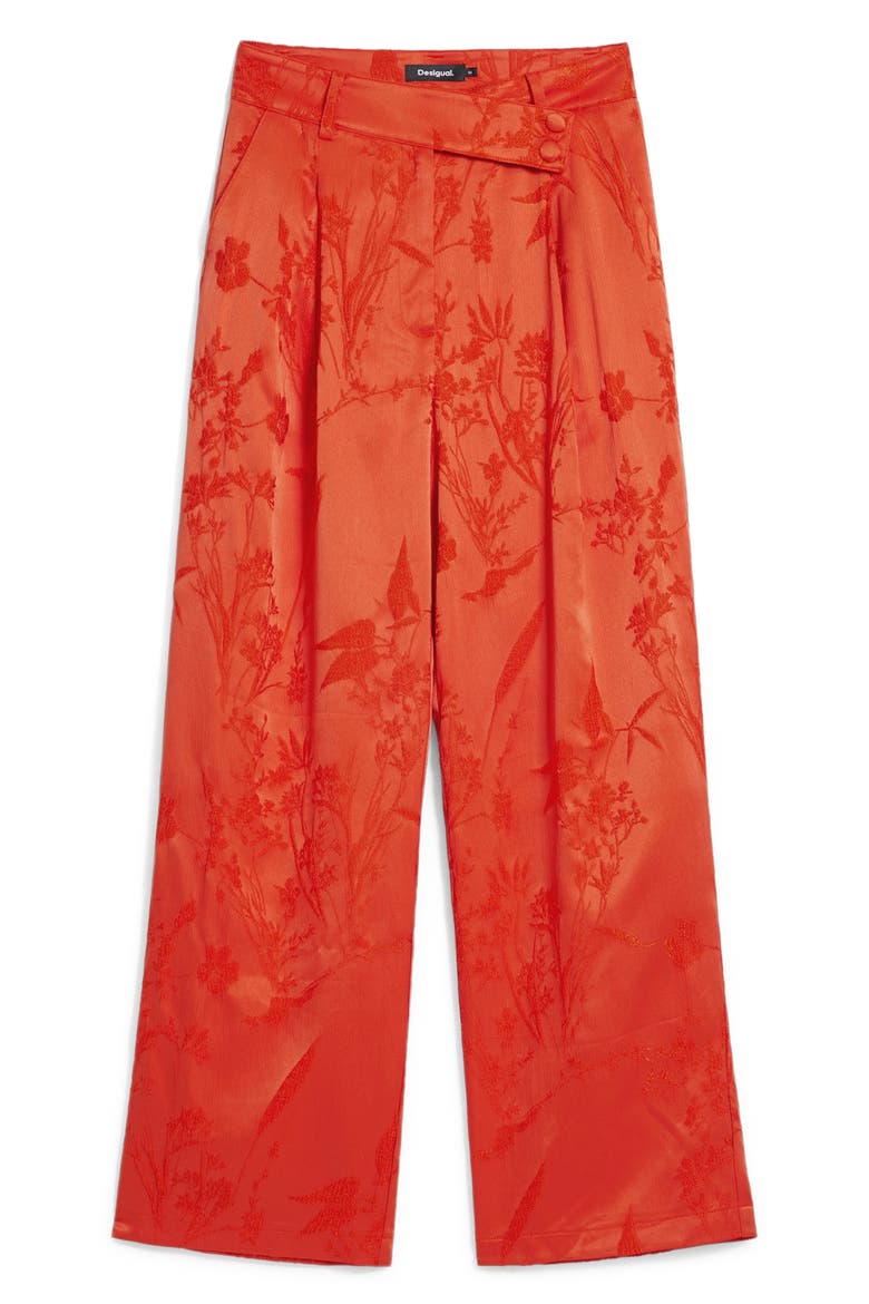 Floral Embroidery Wide Leg Pants, Alternate, color, ORANGE