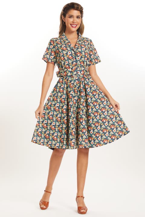 Rustic Elegance Fit & Flare Shirt Dress