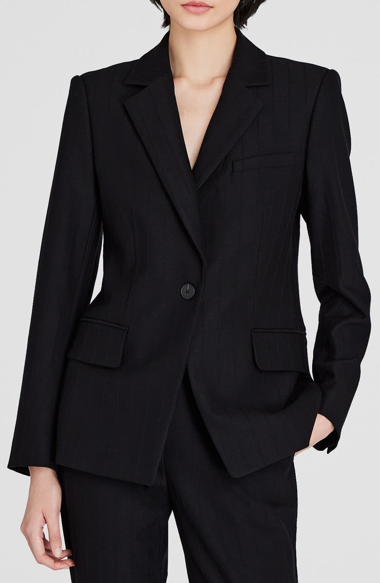 Club Monaco Stripe Jacquard Cutaway Blazer, Main, color, 