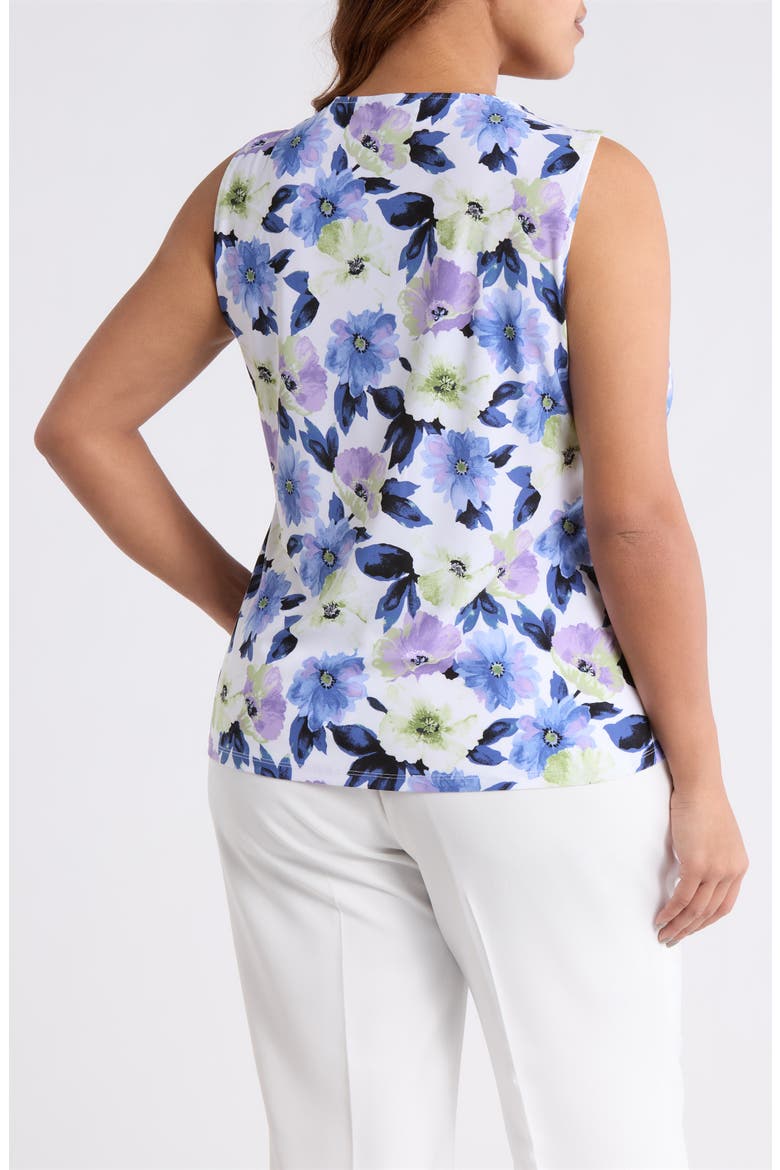Floral Print Shirred Shell, Alternate, color, LILY WHITE MULTI