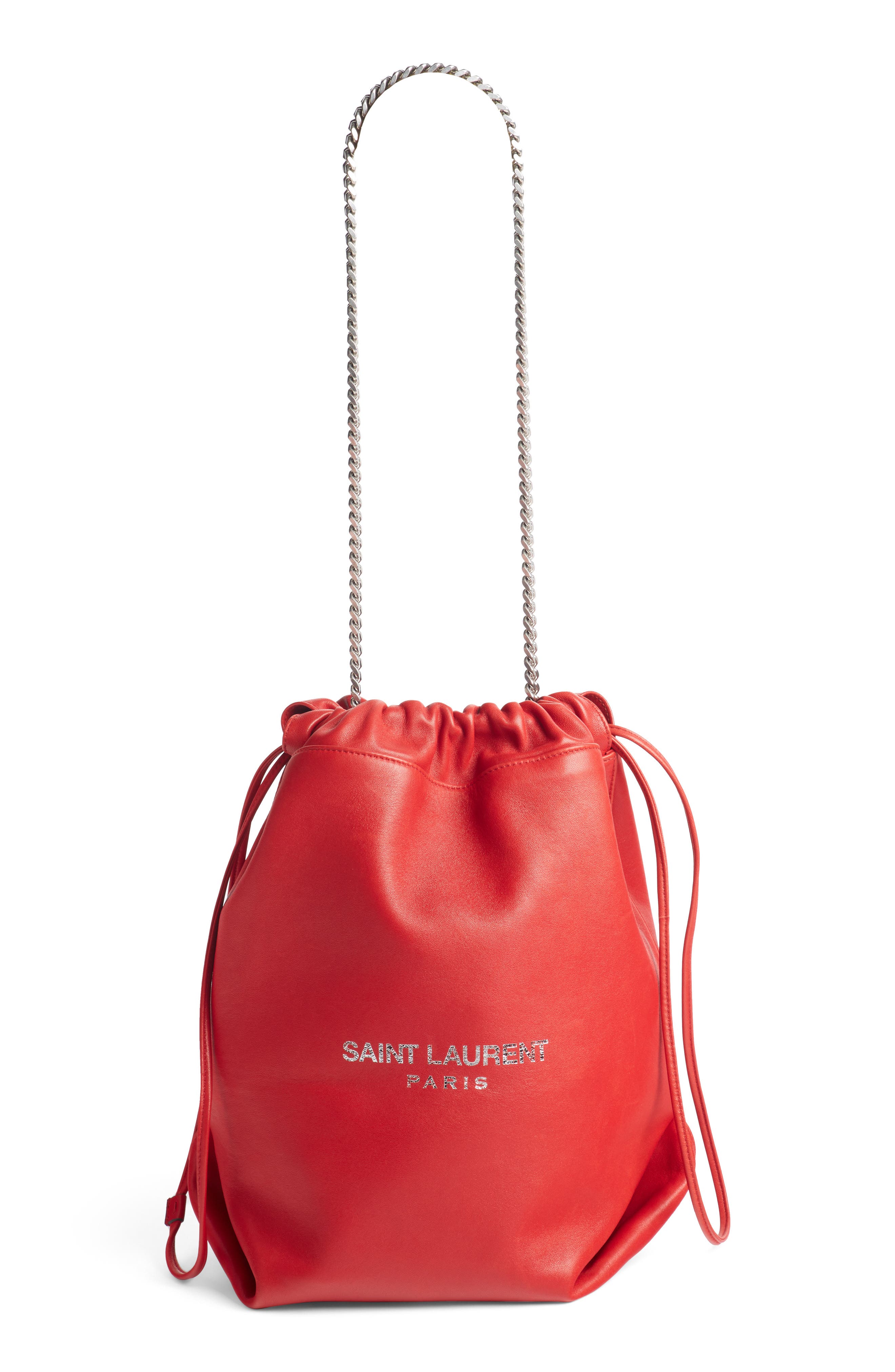 Saint Laurent Teddy Leather Bucket Bag, Main, color, 