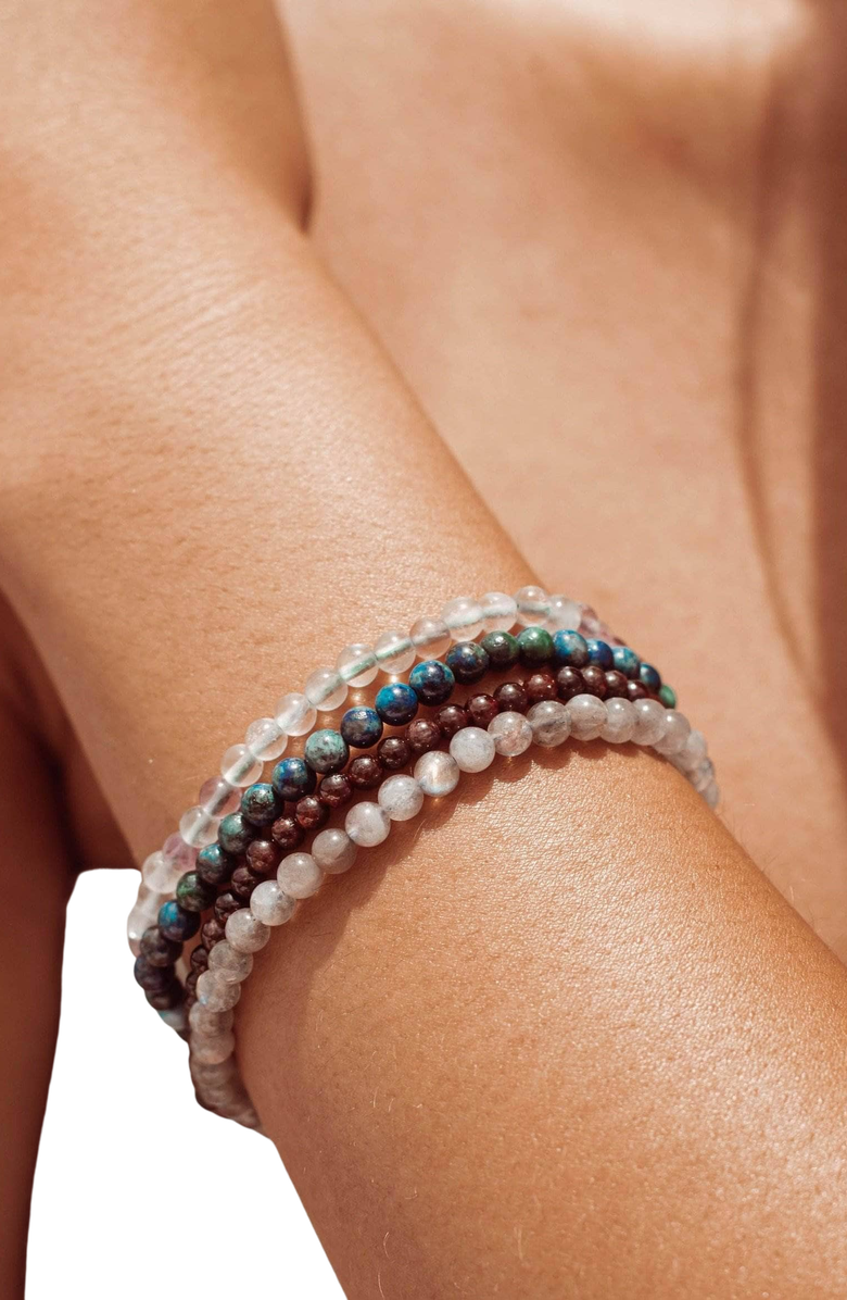 Tiny Rituals Capricorn Bracelet Set, Alternate, color, Gray / Burgundy / Green