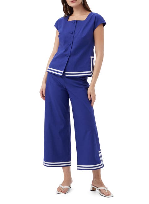 Valence Button Front Linen Top